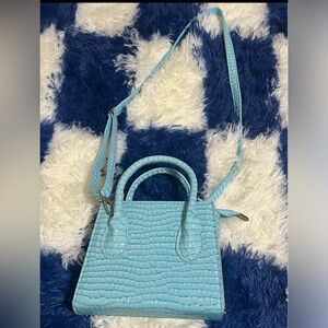 Sky Blue Crocodile Pattern Handbag